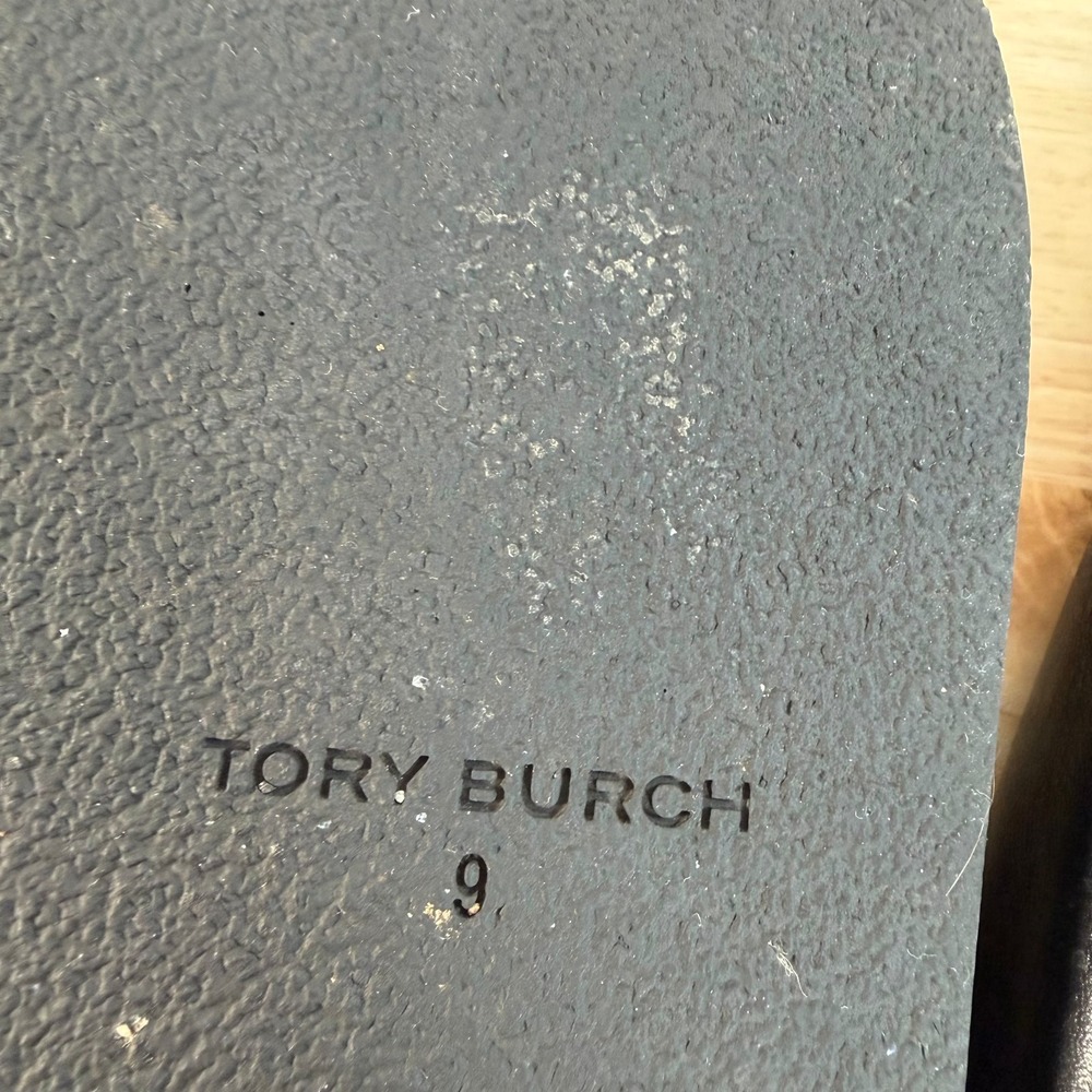 Tory Burch Charm Mules Women's Black Leather Slip-On Round Toe Comfort - 9 - Picture 11 of 12